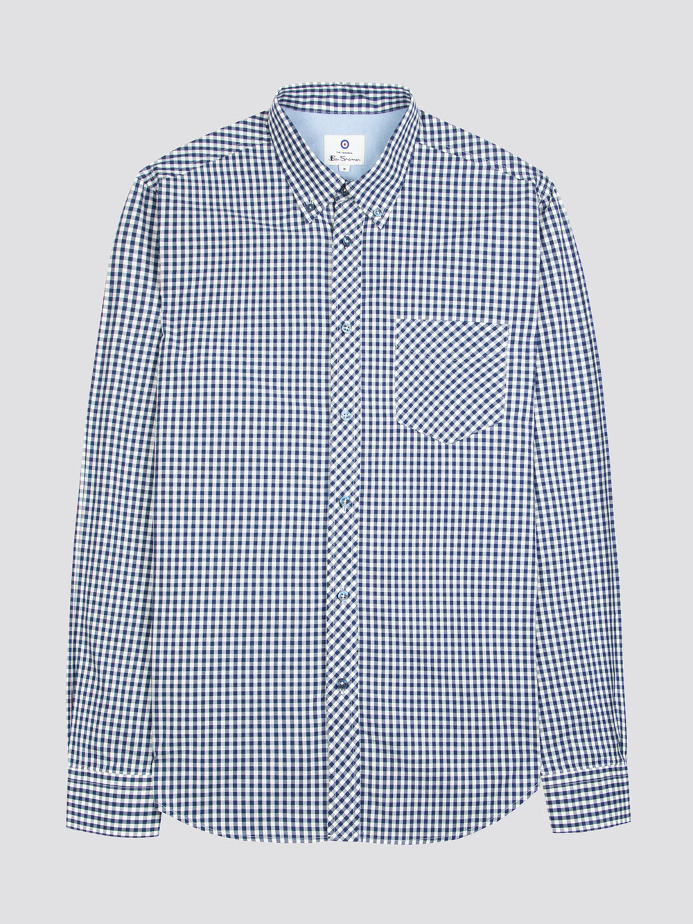 Dark Blue Ben Sherman Signature Long-Sleeve Gingham Shirts | 7140-CMIOW