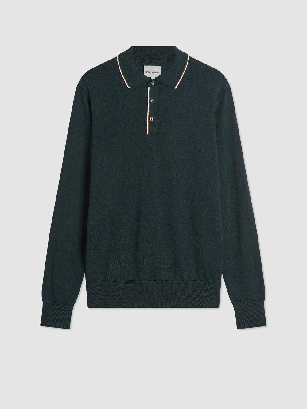 Dark Green Ben Sherman Tipped Merino Polo Neck Sweaters | 5082-YVFTR