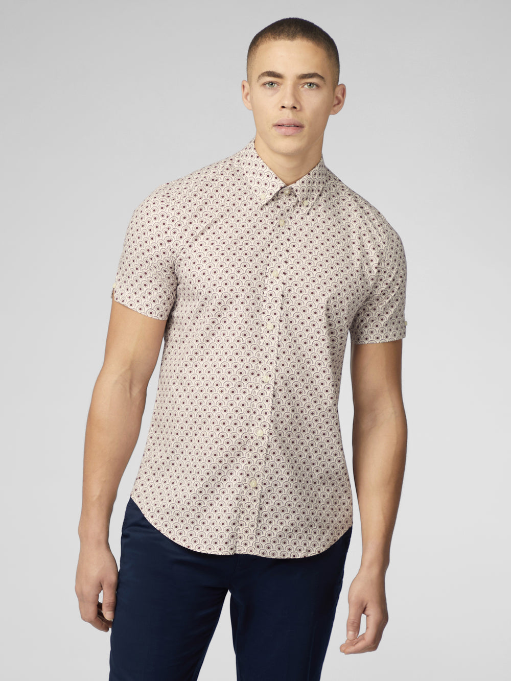 Dark Red Ben Sherman Block Geo Shirts | 1647-YIAHE