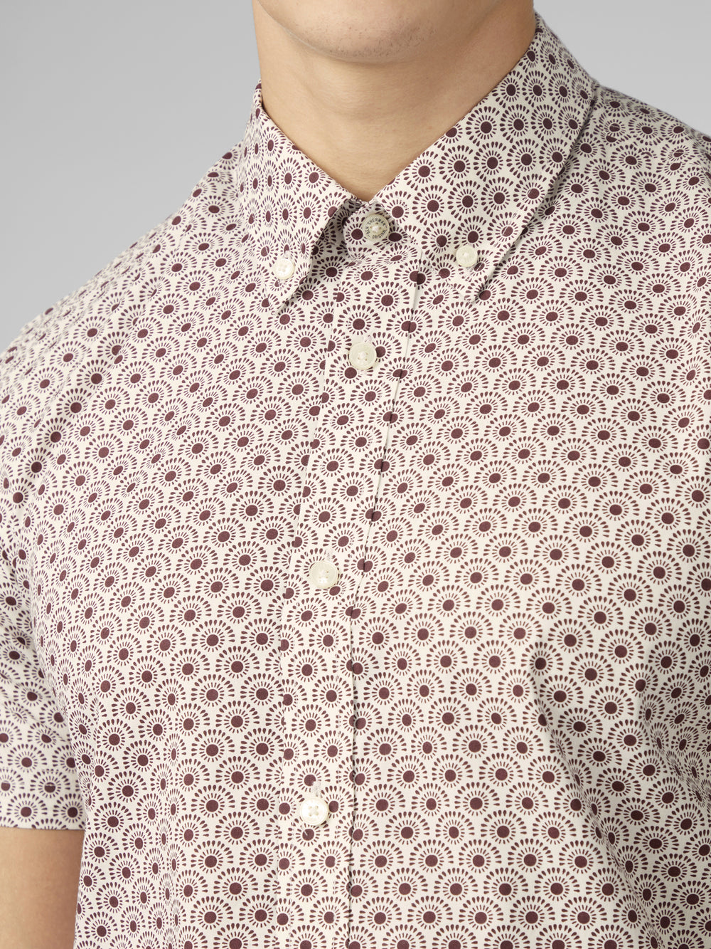 Dark Red Ben Sherman Block Geo Shirts | 1647-YIAHE