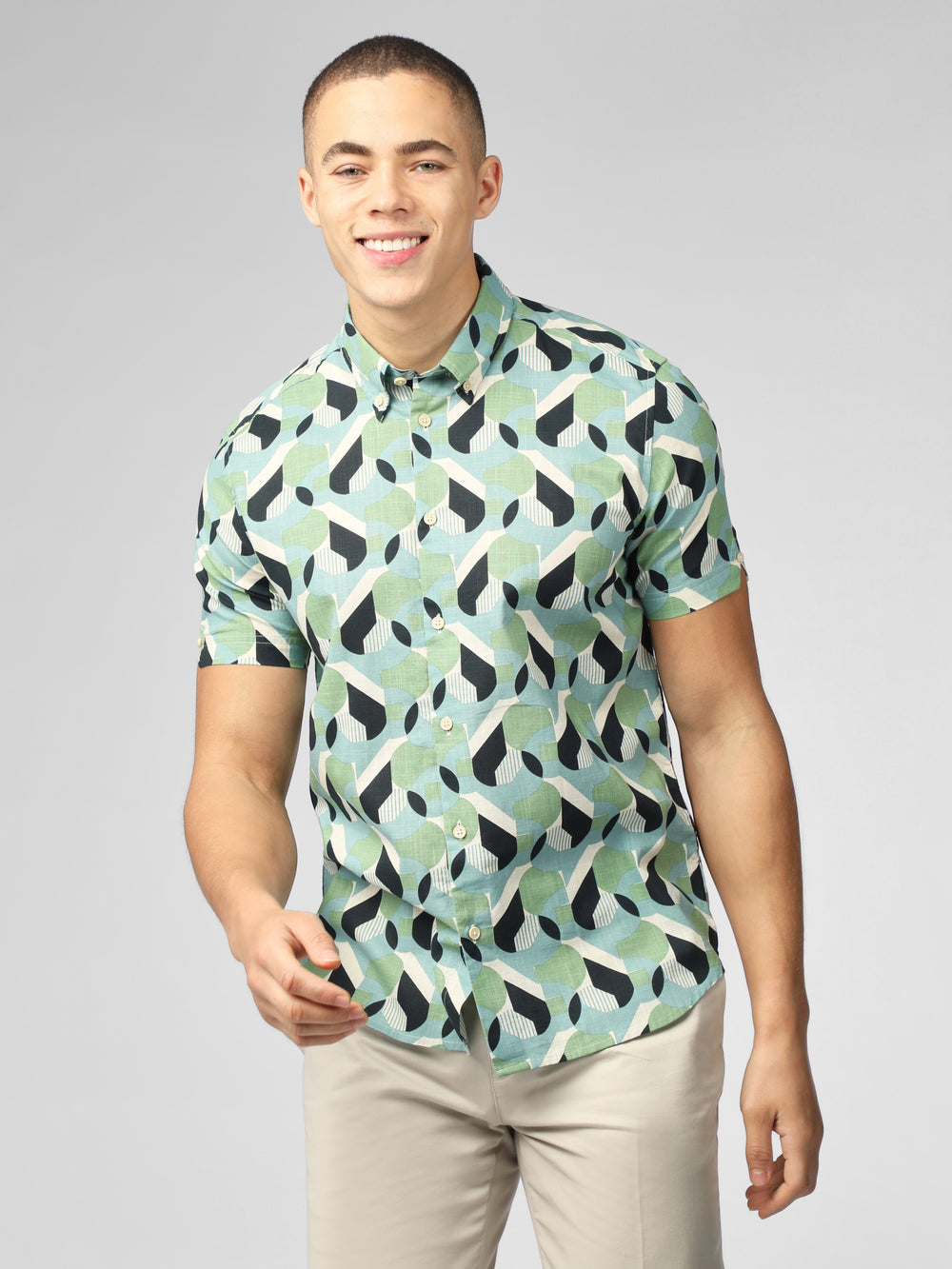 Green Ben Sherman Art Deco Shirts | 7928-CSFHB