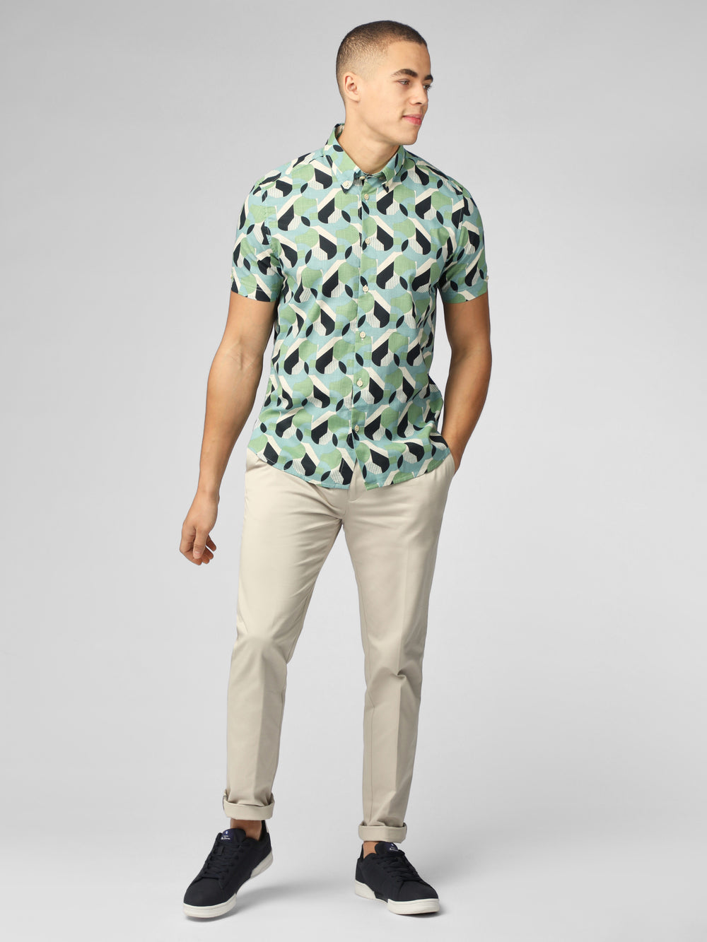 Green Ben Sherman Art Deco Shirts | 7928-CSFHB