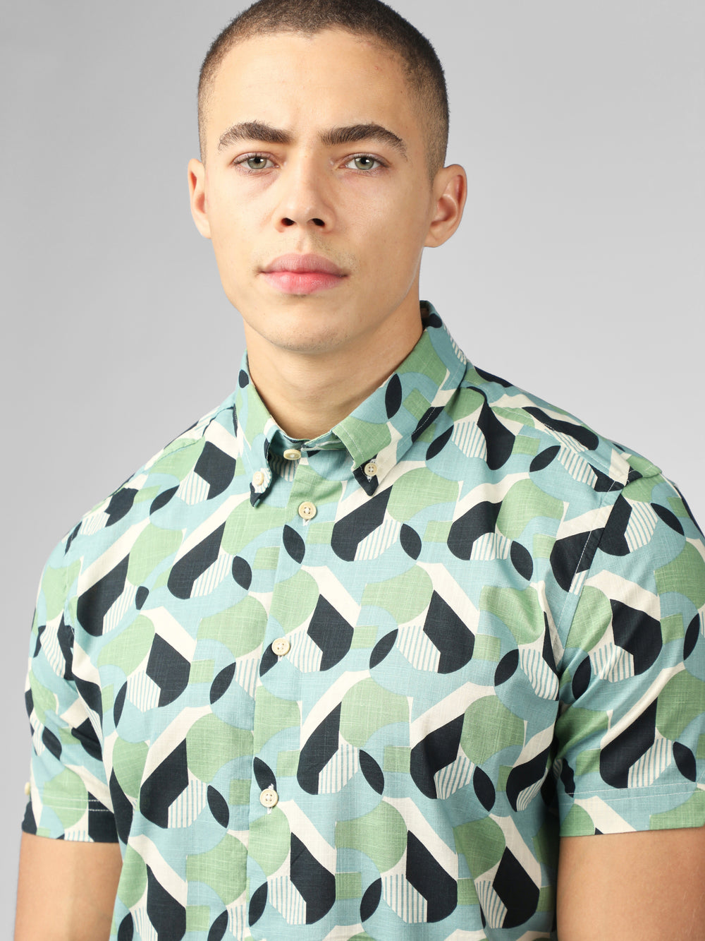 Green Ben Sherman Art Deco Shirts | 7928-CSFHB