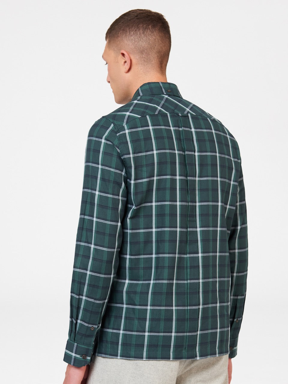 Green Ben Sherman Grid Check Shirts | 7351-IASNH