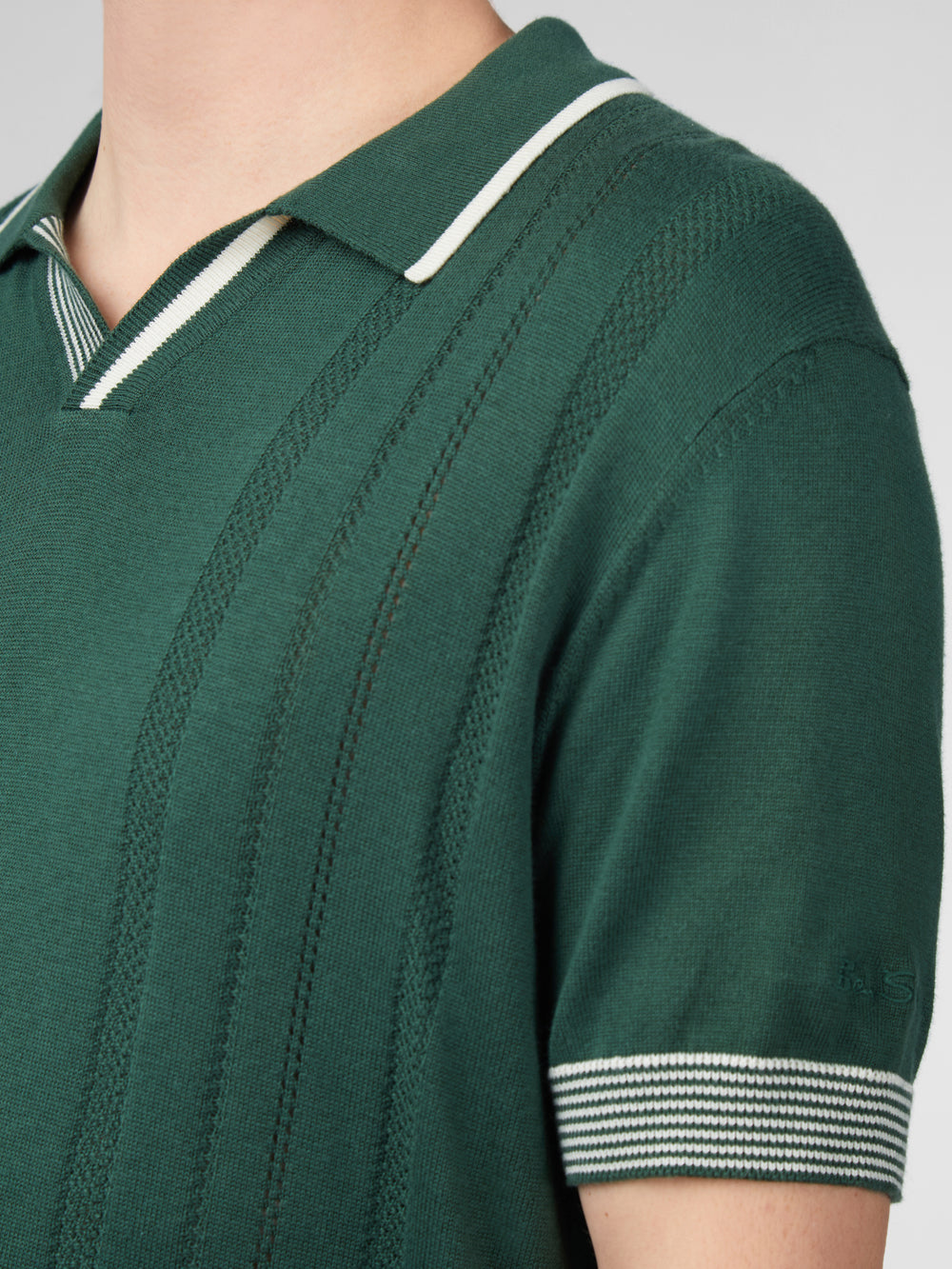 Green Ben Sherman Signature Open Neck Polo Knitwear | 0379-XRGWS