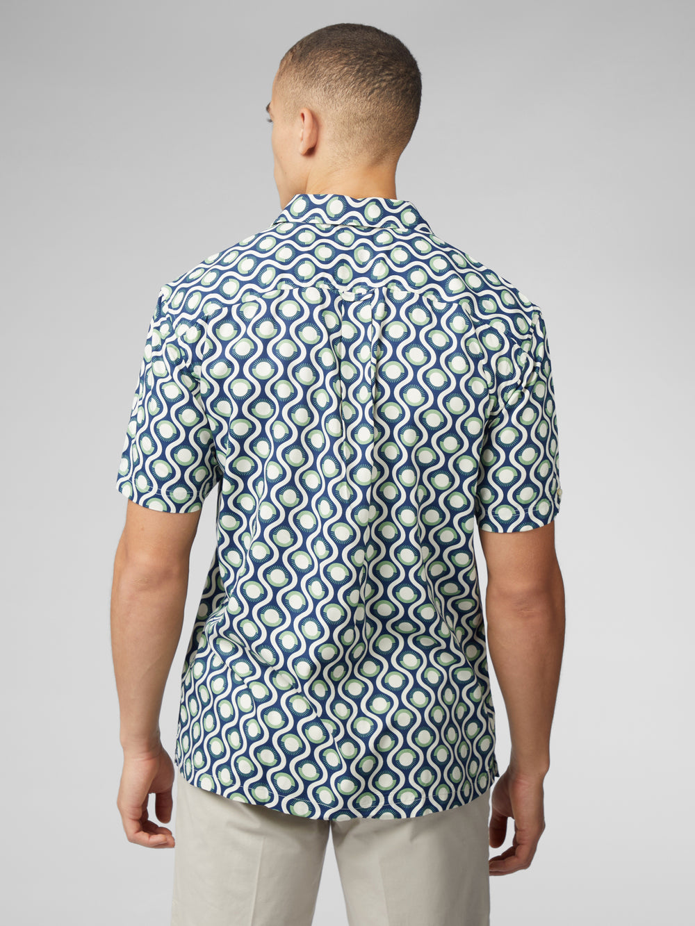 Green Ben Sherman Signature Retro Geo Shirts | 7425-RHFLG