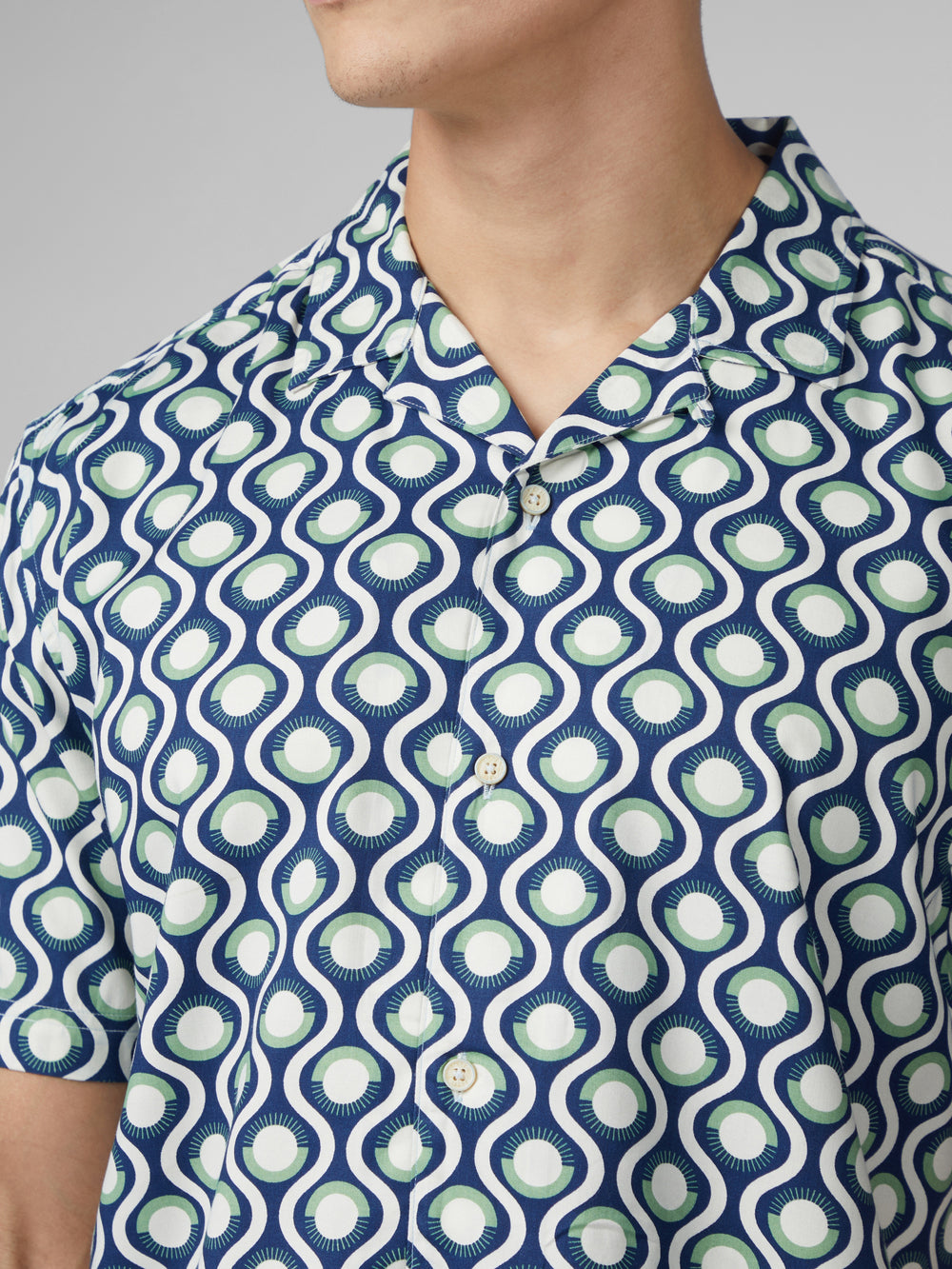 Green Ben Sherman Signature Retro Geo Shirts | 7425-RHFLG