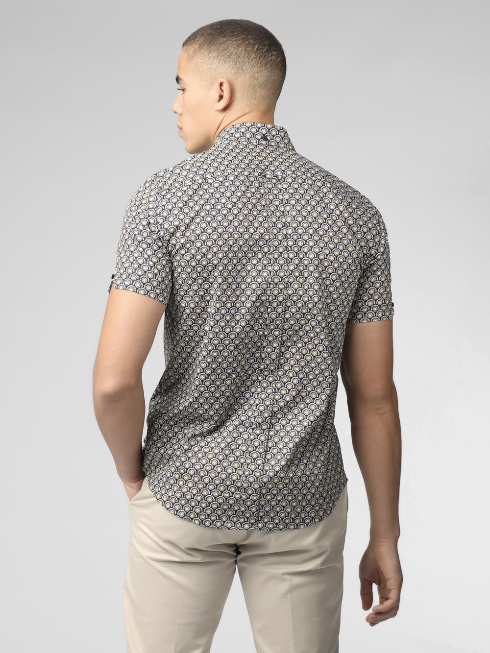 Grey Ben Sherman Block Geo Shirts | 5729-SFBWR