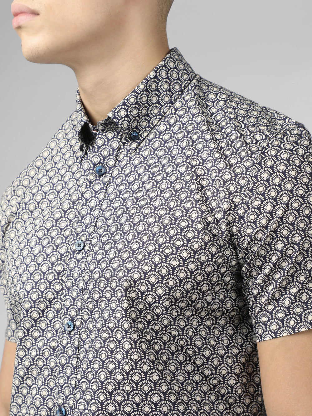 Grey Ben Sherman Block Geo Shirts | 5729-SFBWR