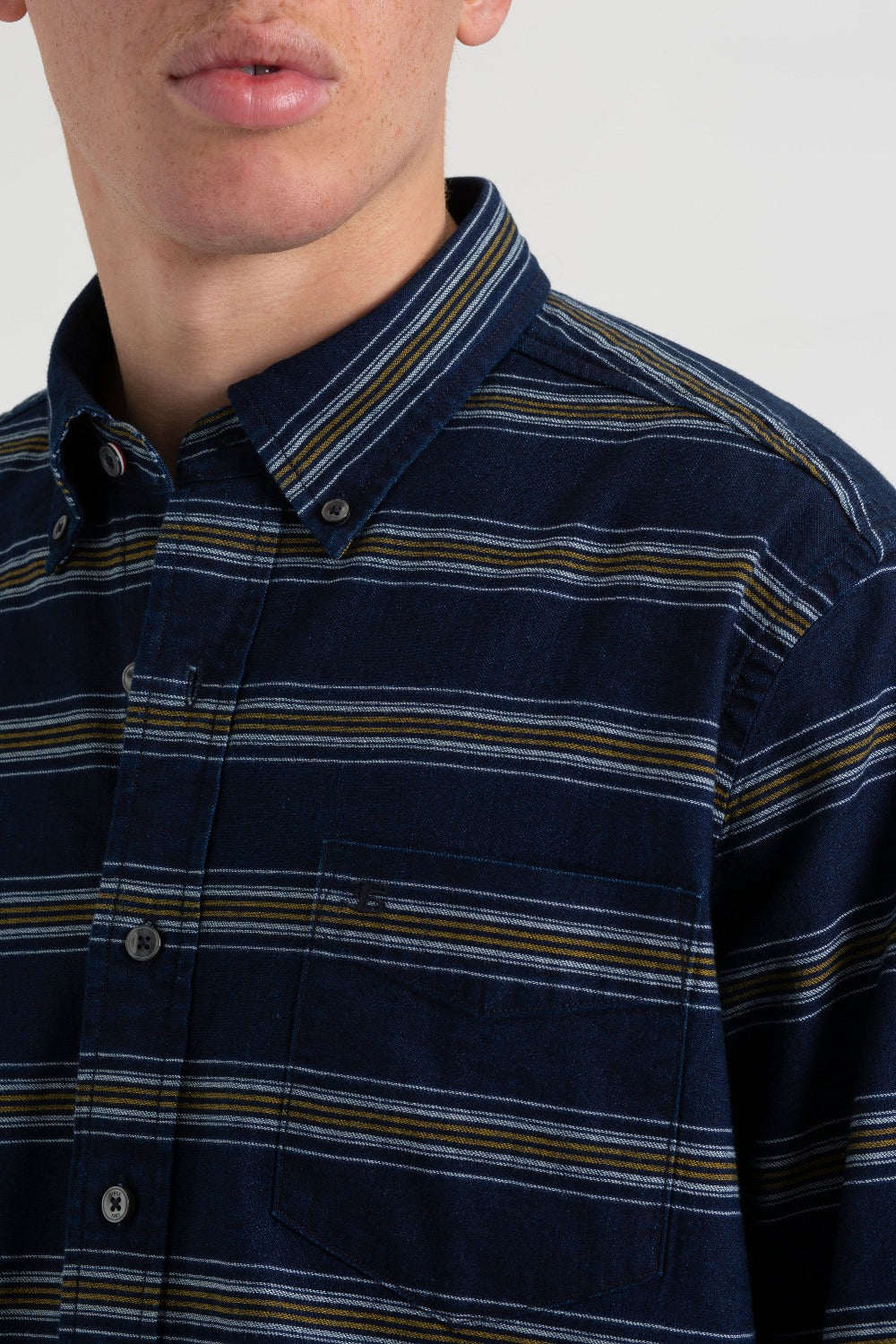 Indigo Ben Sherman Dalston Blues Long Sleeve Indigo Stripe Shirts | 4526-KVEOX