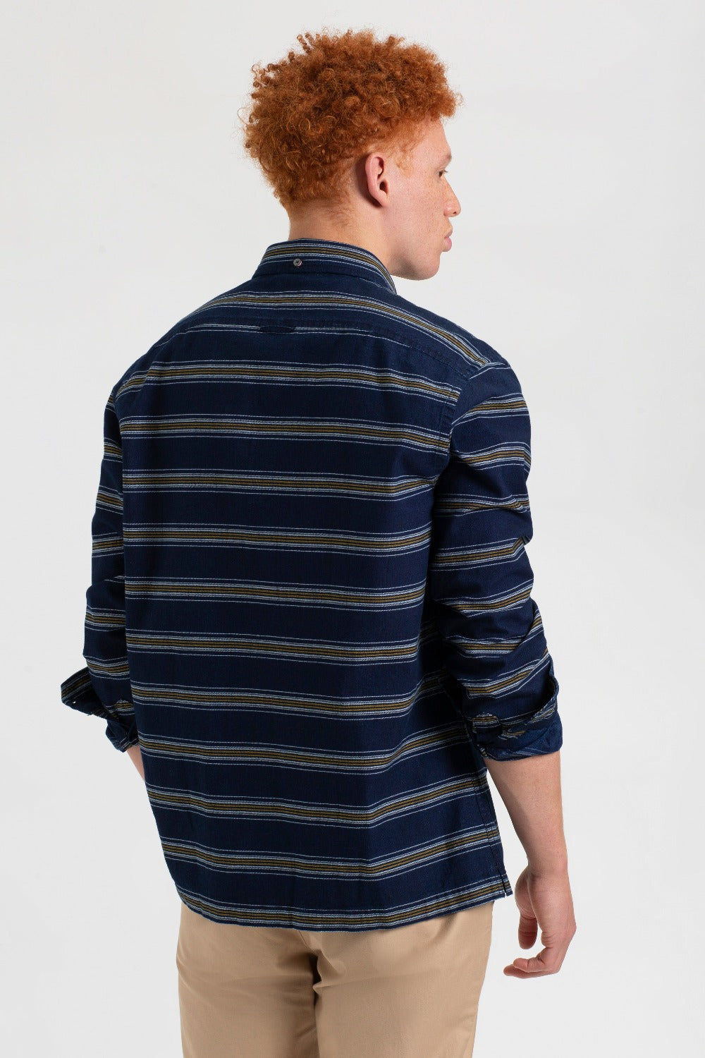 Indigo Ben Sherman Dalston Blues Long Sleeve Indigo Stripe Shirts | 4526-KVEOX