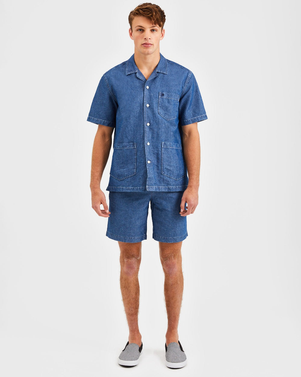 Indigo Ben Sherman Hastings Garment Dye Chambray Shirts | 3972-ICLVH