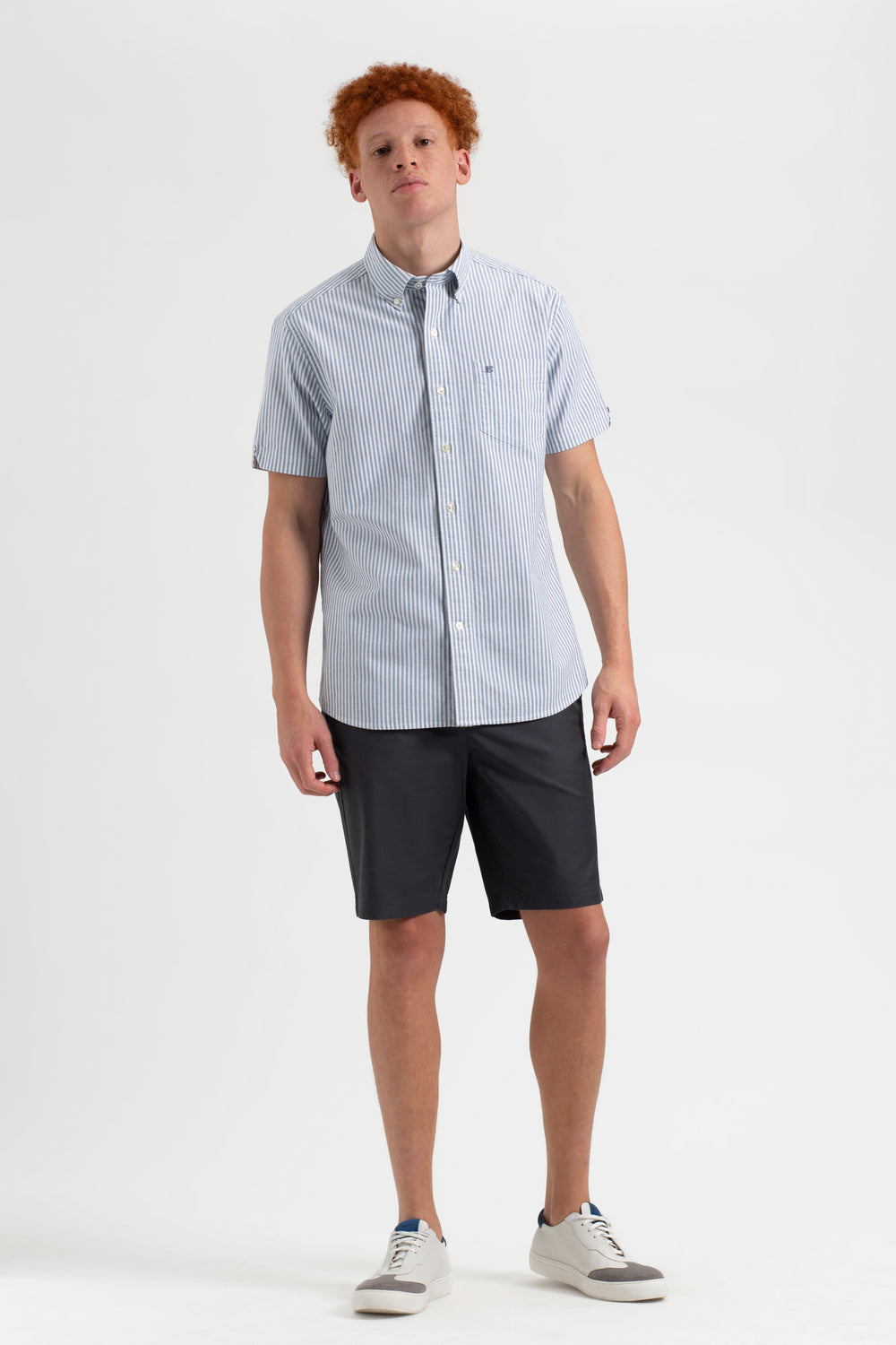 Indigo Stripes Ben Sherman Short Sleeve Brighton Oxford Organic Bengal Stripe Shirts | 9085-GCOHQ