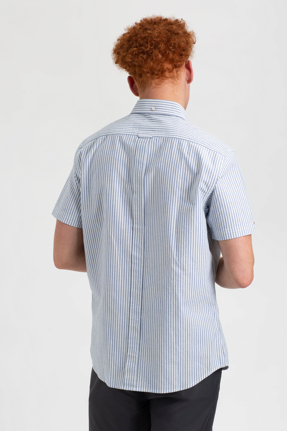 Indigo Stripes Ben Sherman Short Sleeve Brighton Oxford Organic Bengal Stripe Shirts | 9085-GCOHQ