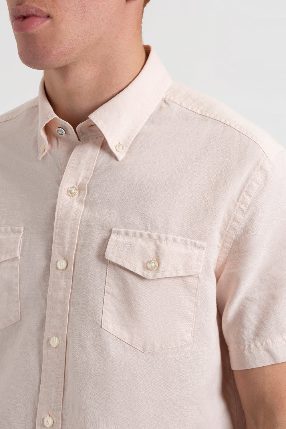 Light Pink Ben Sherman Garment Dye Linen Shirts | 2413-QBZFH