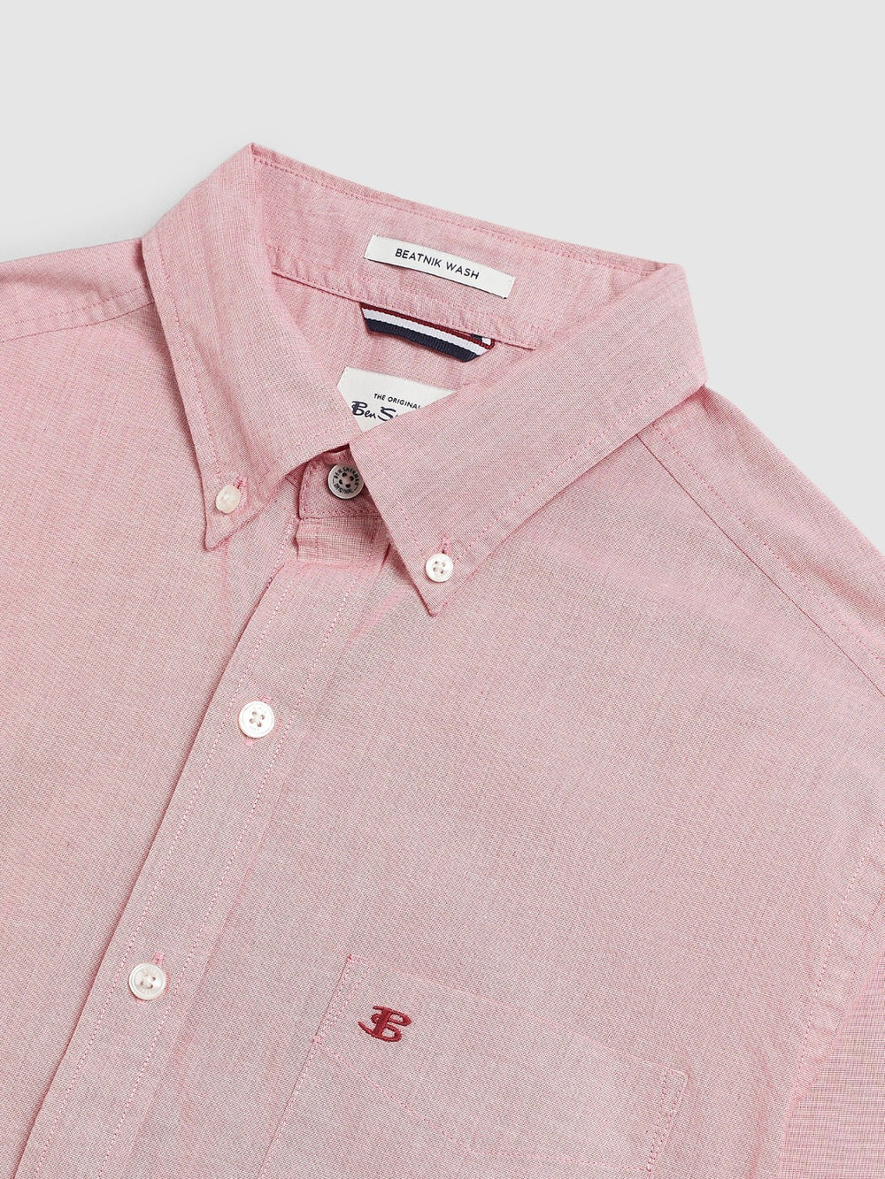 Light Red Ben Sherman Beatnik Wash Long-Sleeve Shirts | 6270-TFHIU