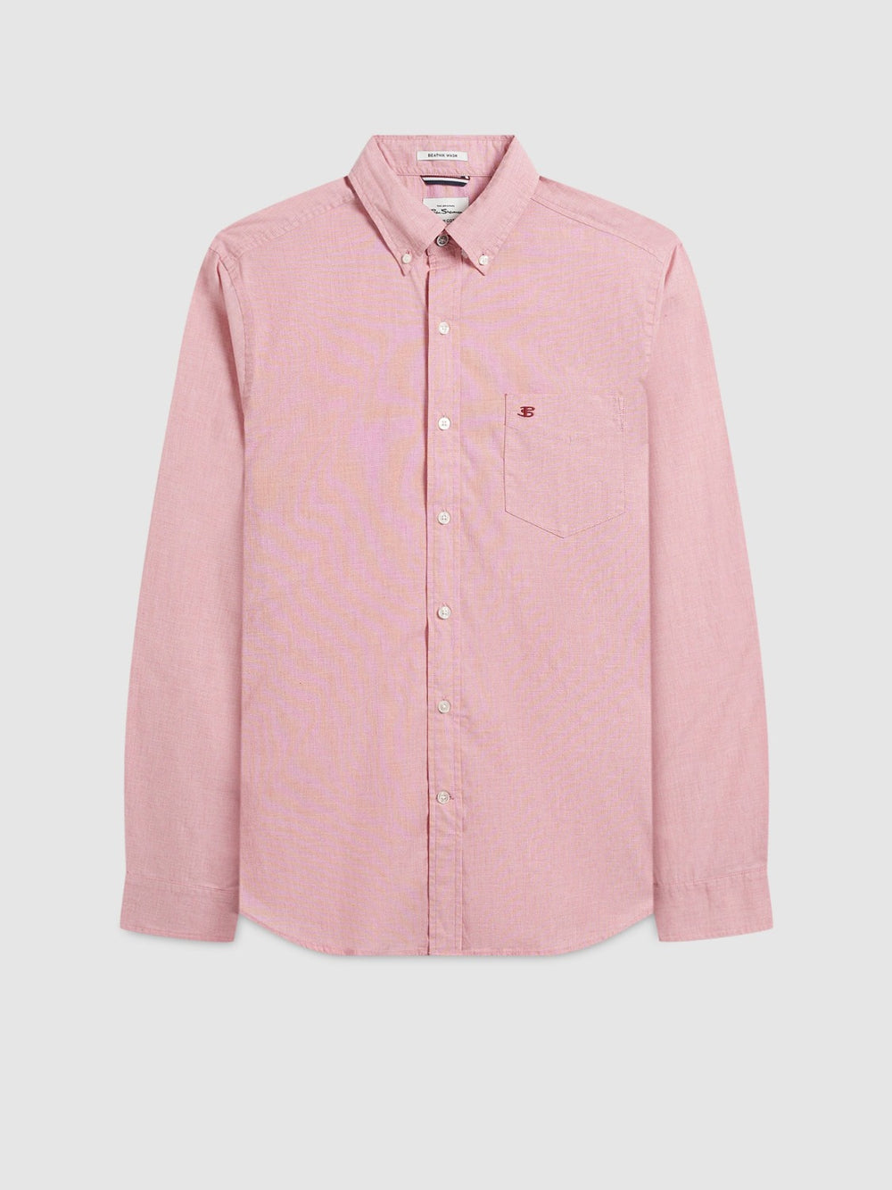 Light Red Ben Sherman Beatnik Wash Long-Sleeve Shirts | 6270-TFHIU