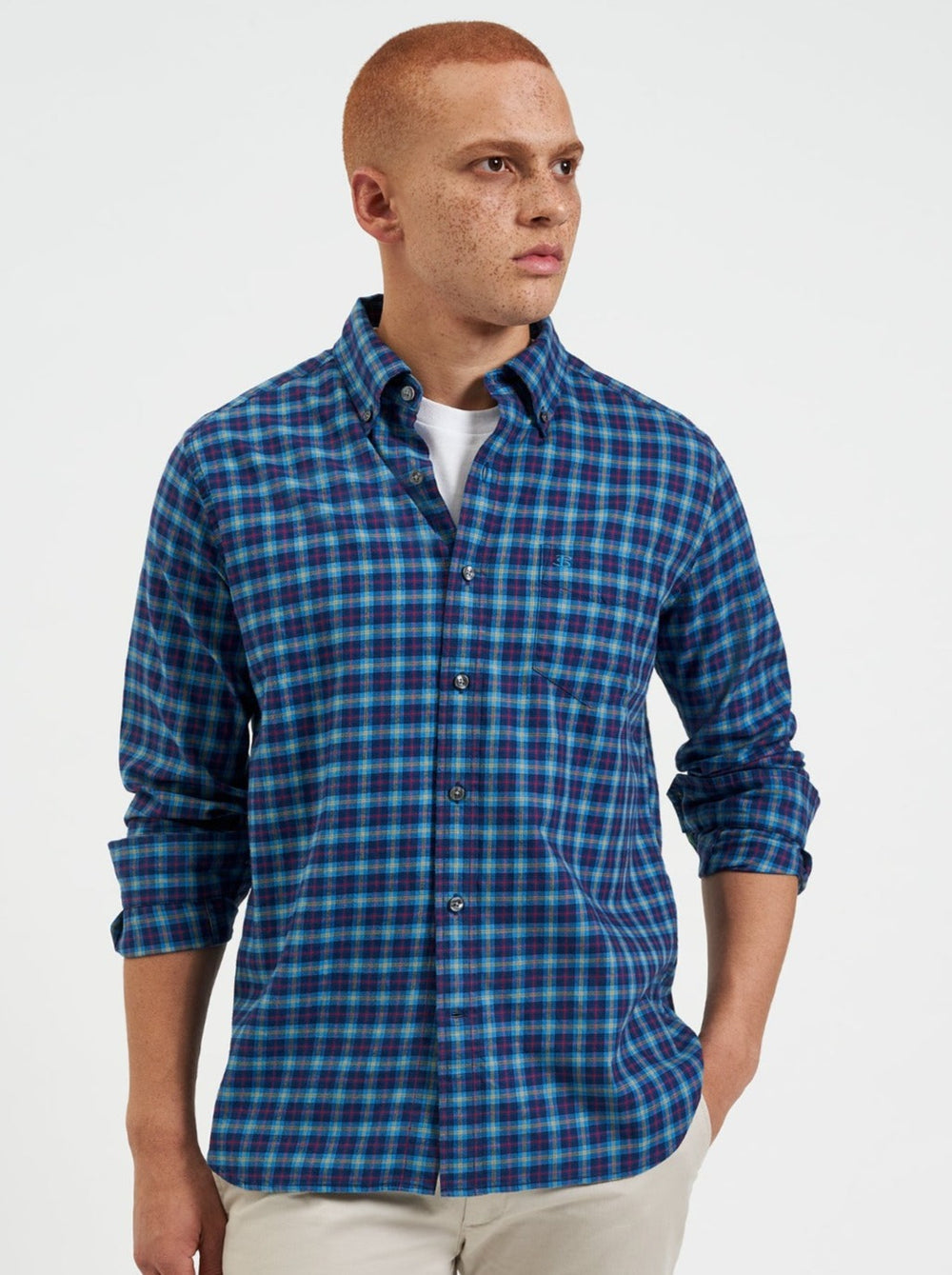 Navy Ben Sherman House Tartan Twill Shirts | 7961-QGLCK