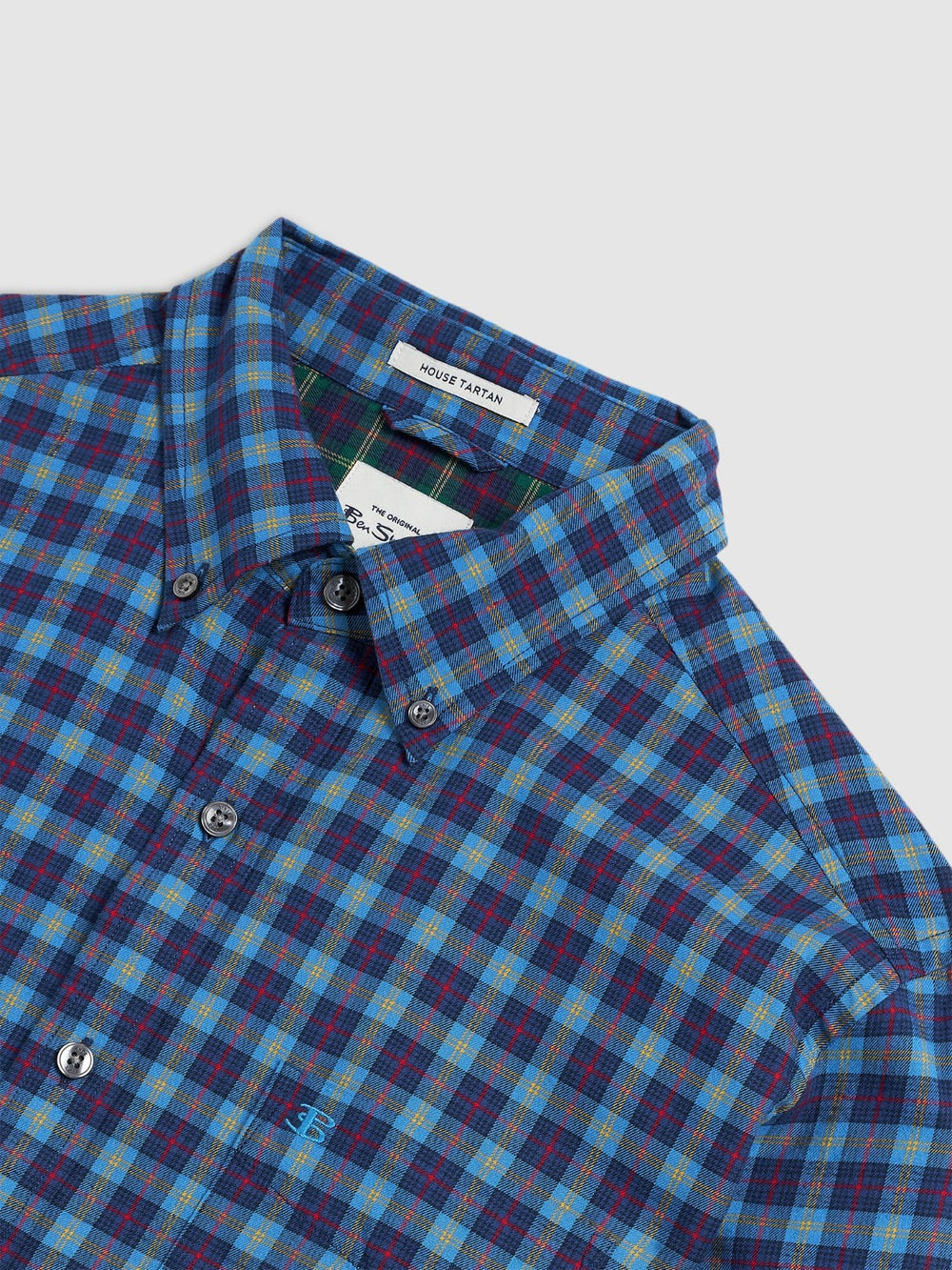 Navy Ben Sherman House Tartan Twill Shirts | 7961-QGLCK