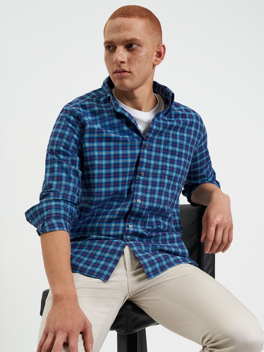 Navy Ben Sherman House Tartan Twill Shirts | 7961-QGLCK