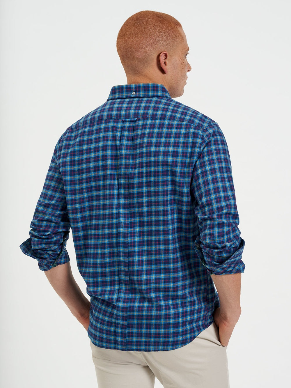 Navy Ben Sherman House Tartan Twill Shirts | 7961-QGLCK