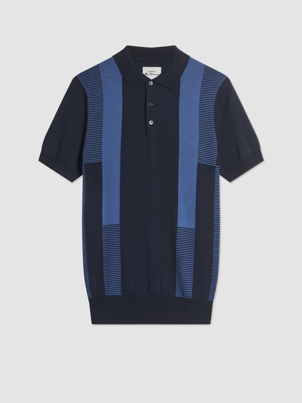 Navy Ben Sherman Intarsia Stripe Polo Neck Sweaters | 3879-GQPCK