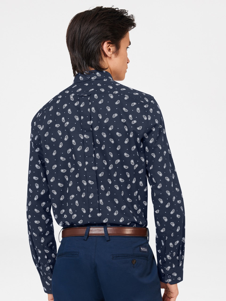 Navy Ben Sherman Micro Paisley Shirts | 3520-KSACY