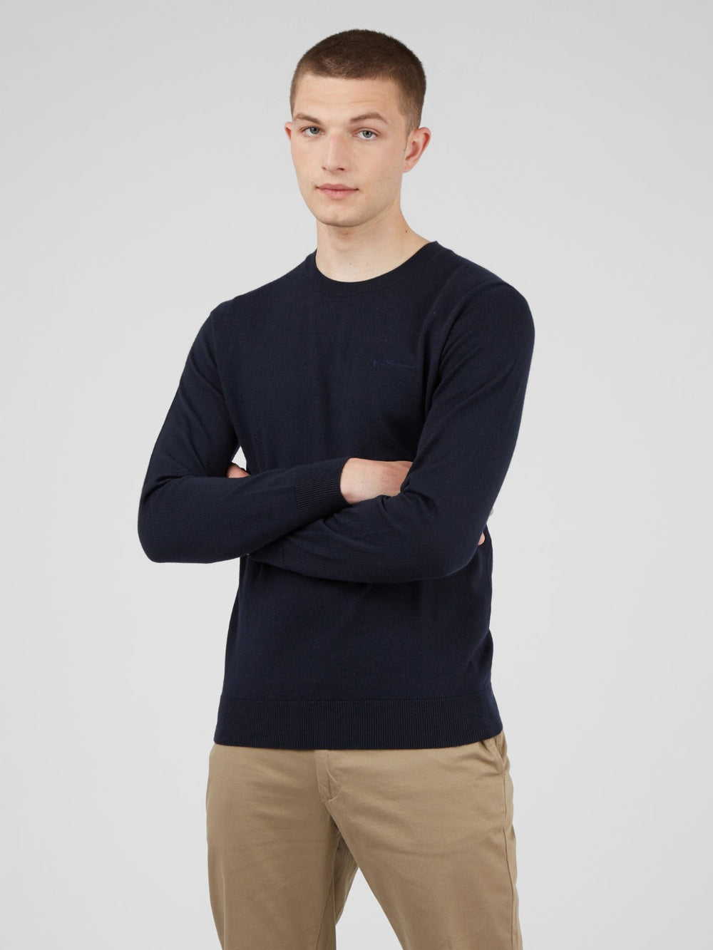 Navy Ben Sherman Signature Crewneck Knitwear | 9267-AFGTV