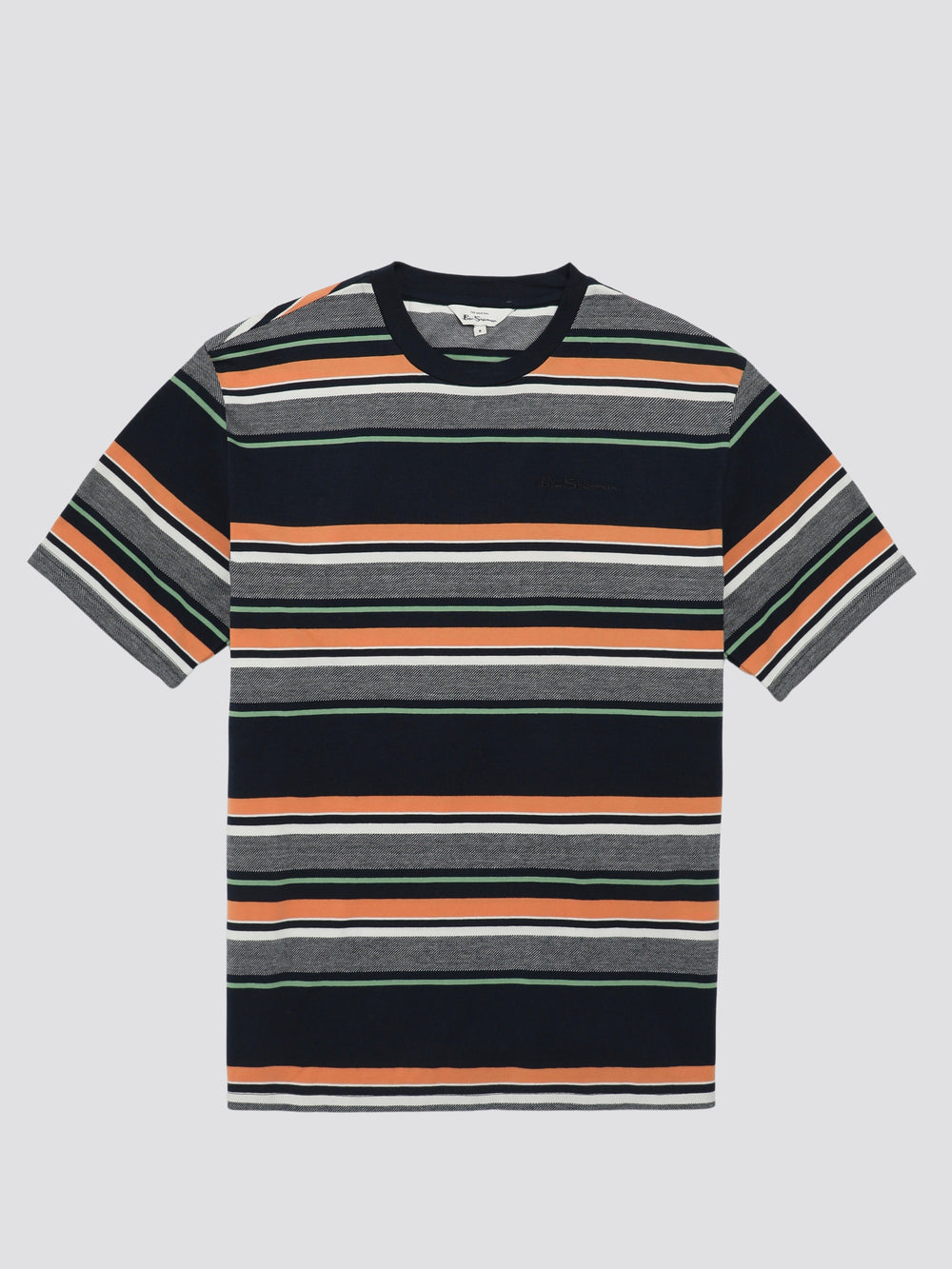 Navy Ben Sherman Signature Engineered Stripe T-Shirt | 7305-ULSMI