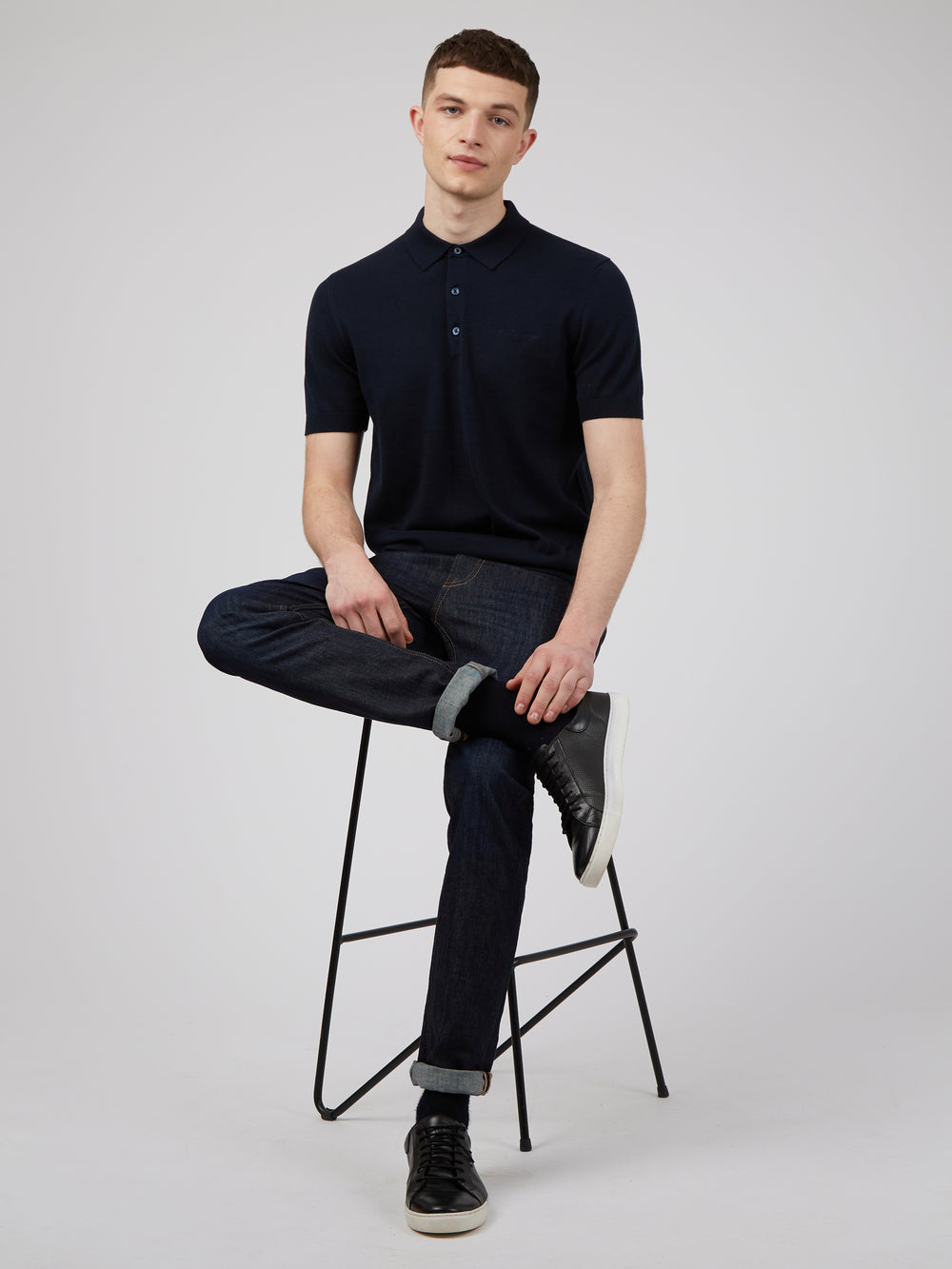 Navy Ben Sherman Signature Polo Neck Sweaters | 1270-SDAIY