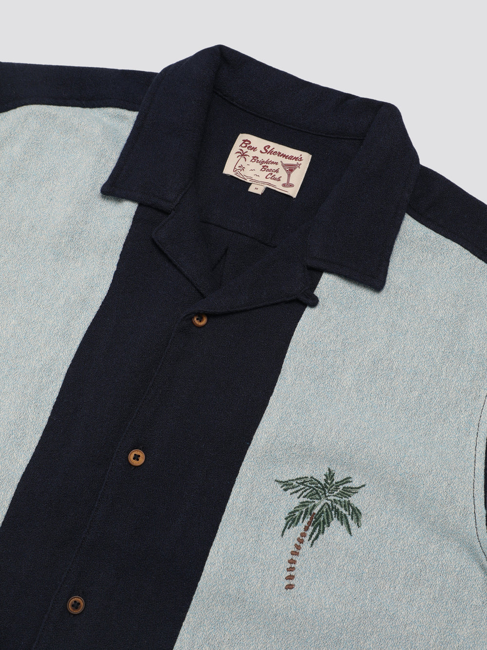 Navy Ben Sherman Signature Recycled Boucle Resort Shirts | 1864-KGEWH