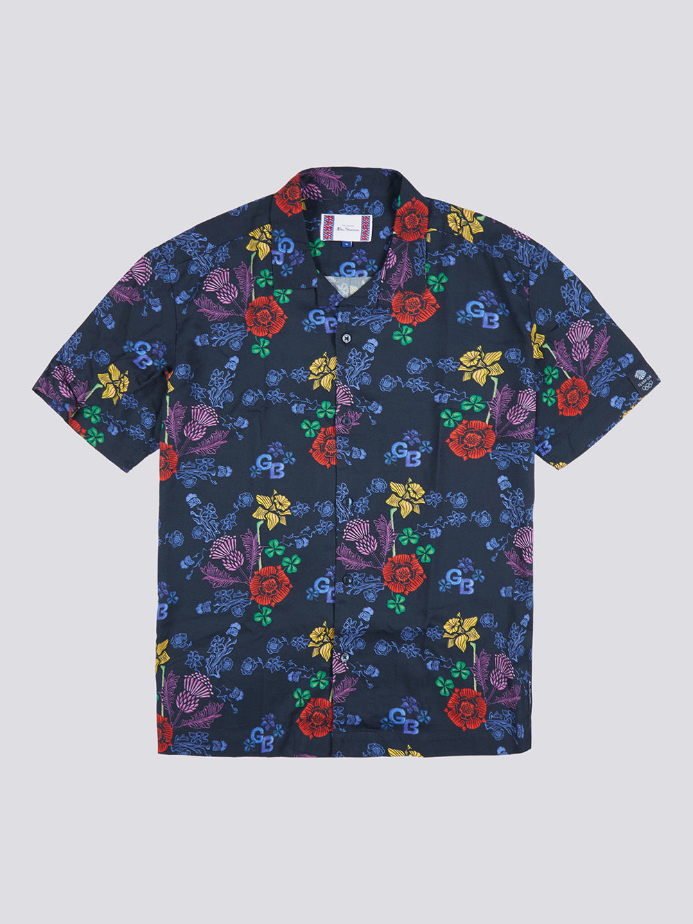 Navy Ben Sherman Team GB Floral Shirts | 8730-TGNOD