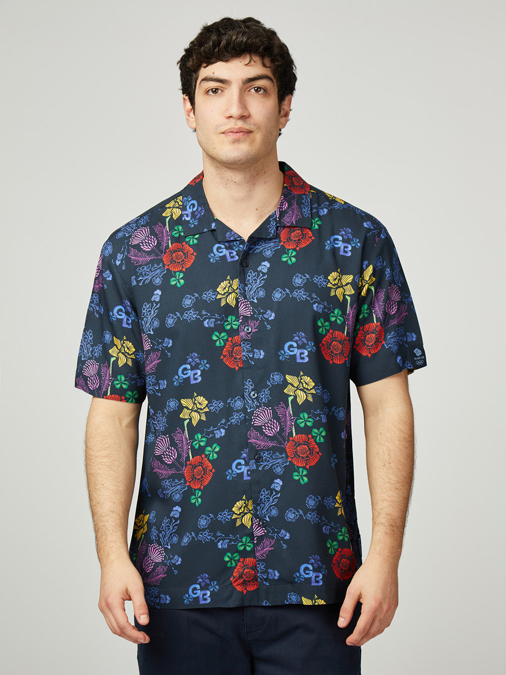 Navy Ben Sherman Team GB Floral Shirts | 8730-TGNOD