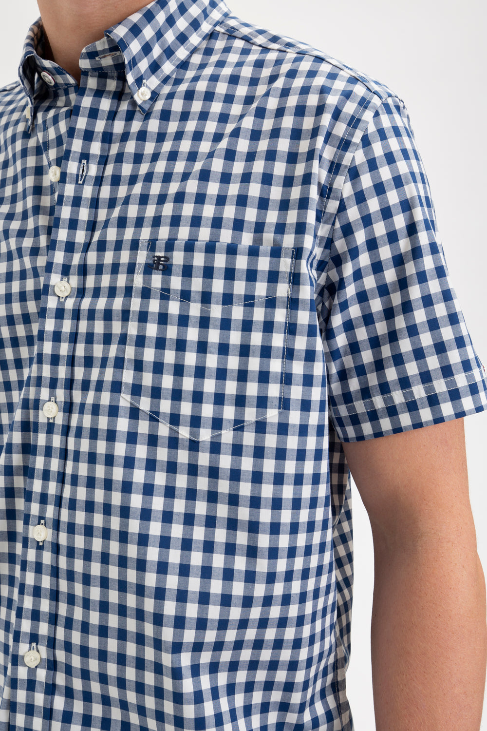 Navy / Olive Ben Sherman Short Sleeve House Poplin Gingham Shirts | 7604-BSAGN