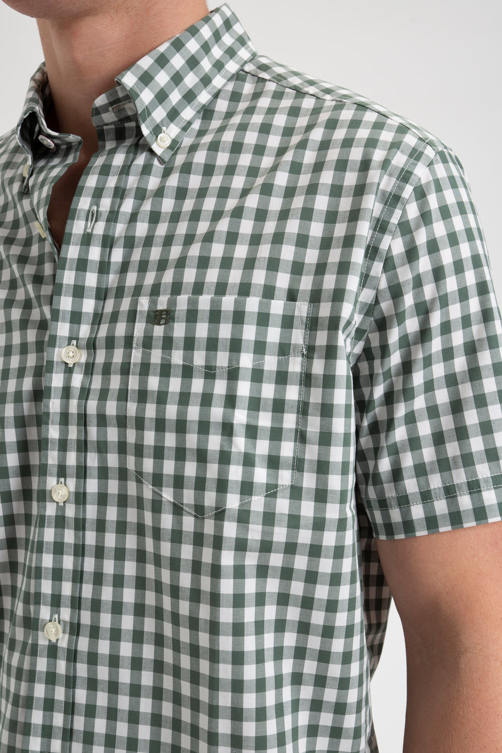 Olive Ben Sherman House Poplin Gingham Shirts | 6239-RQFPY