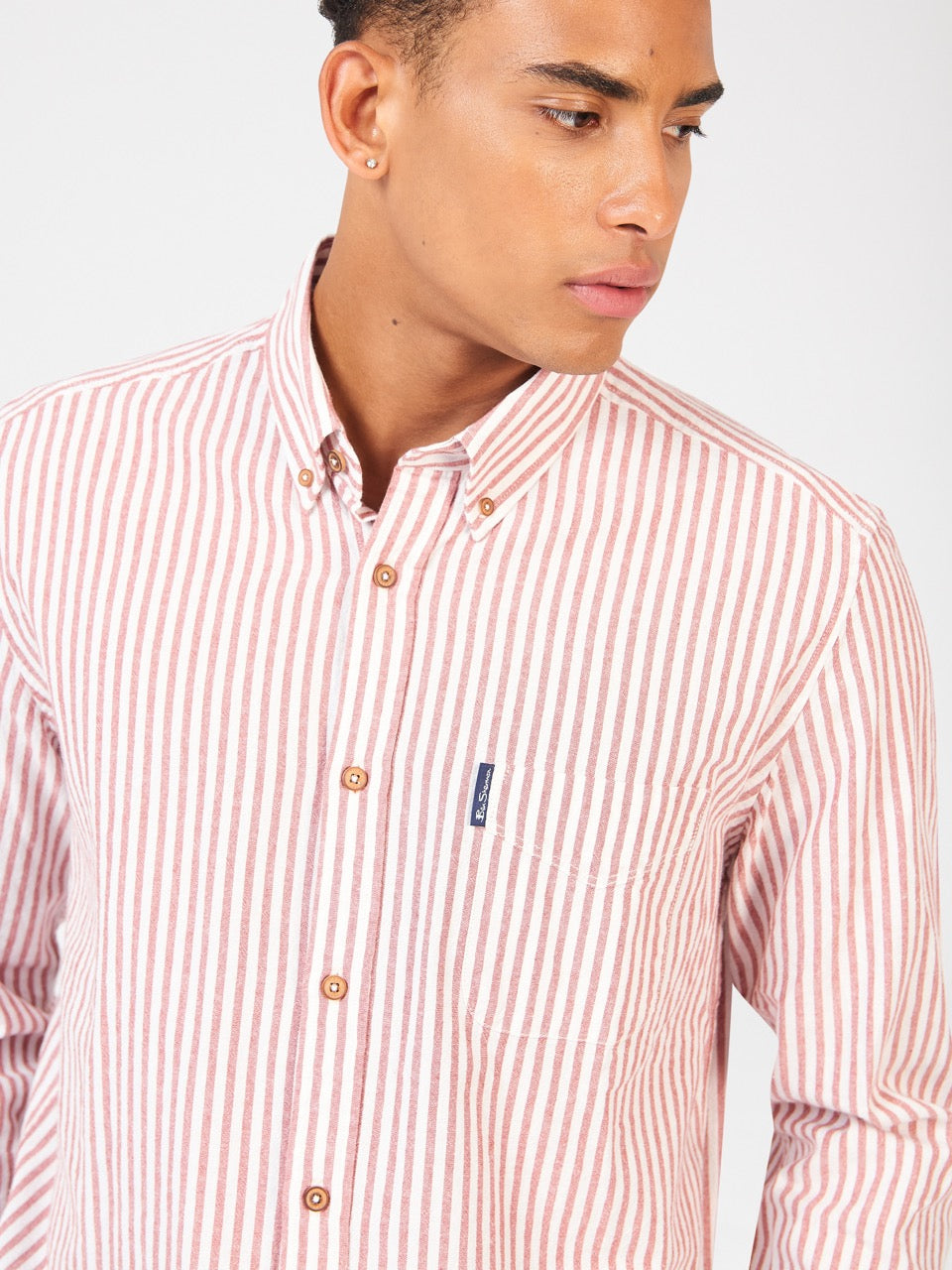 Orange Ben Sherman Recycled Cotton Oxford Stripe Shirts | 1479-PSHIE