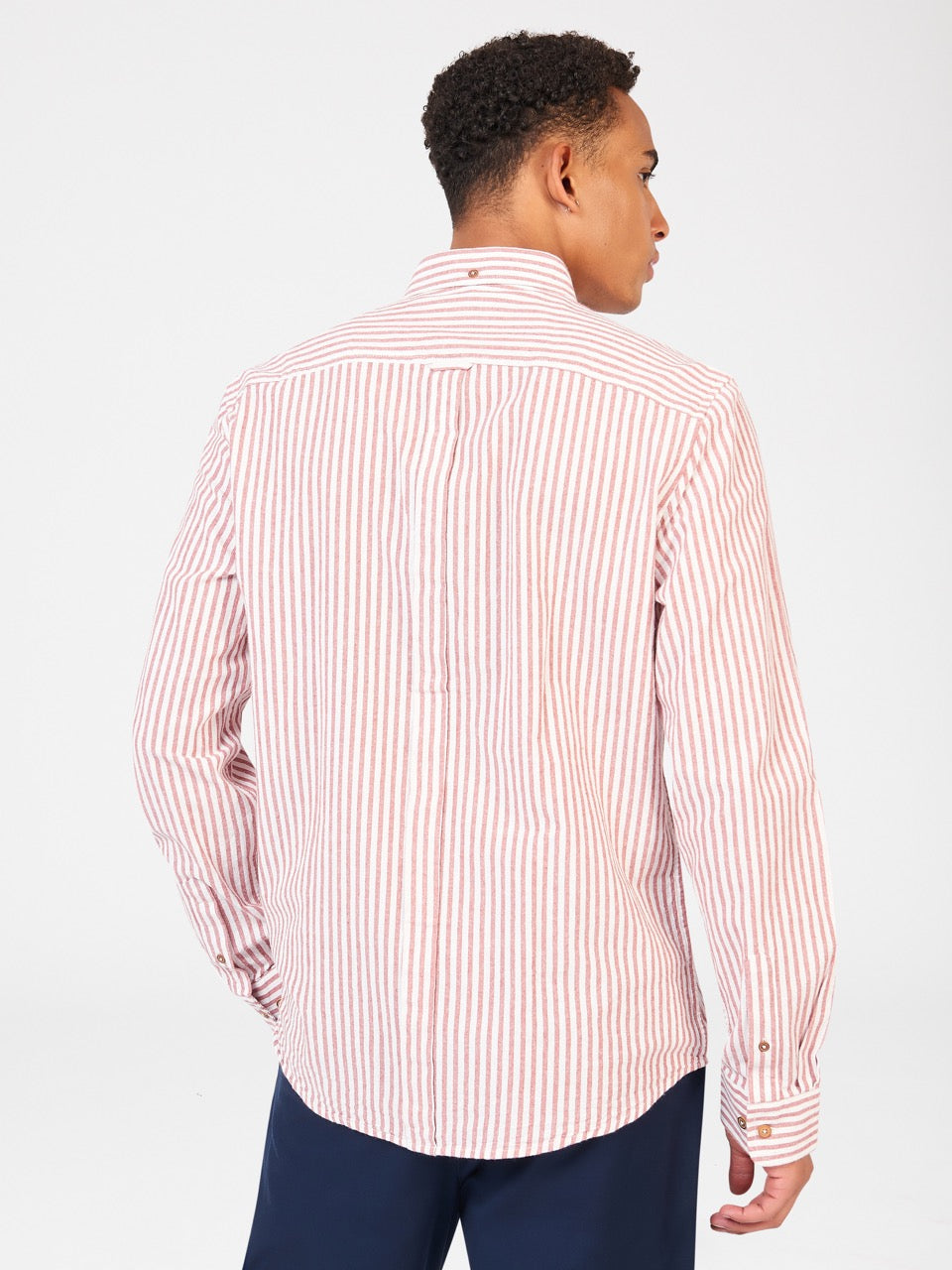 Orange Ben Sherman Recycled Cotton Oxford Stripe Shirts | 1479-PSHIE