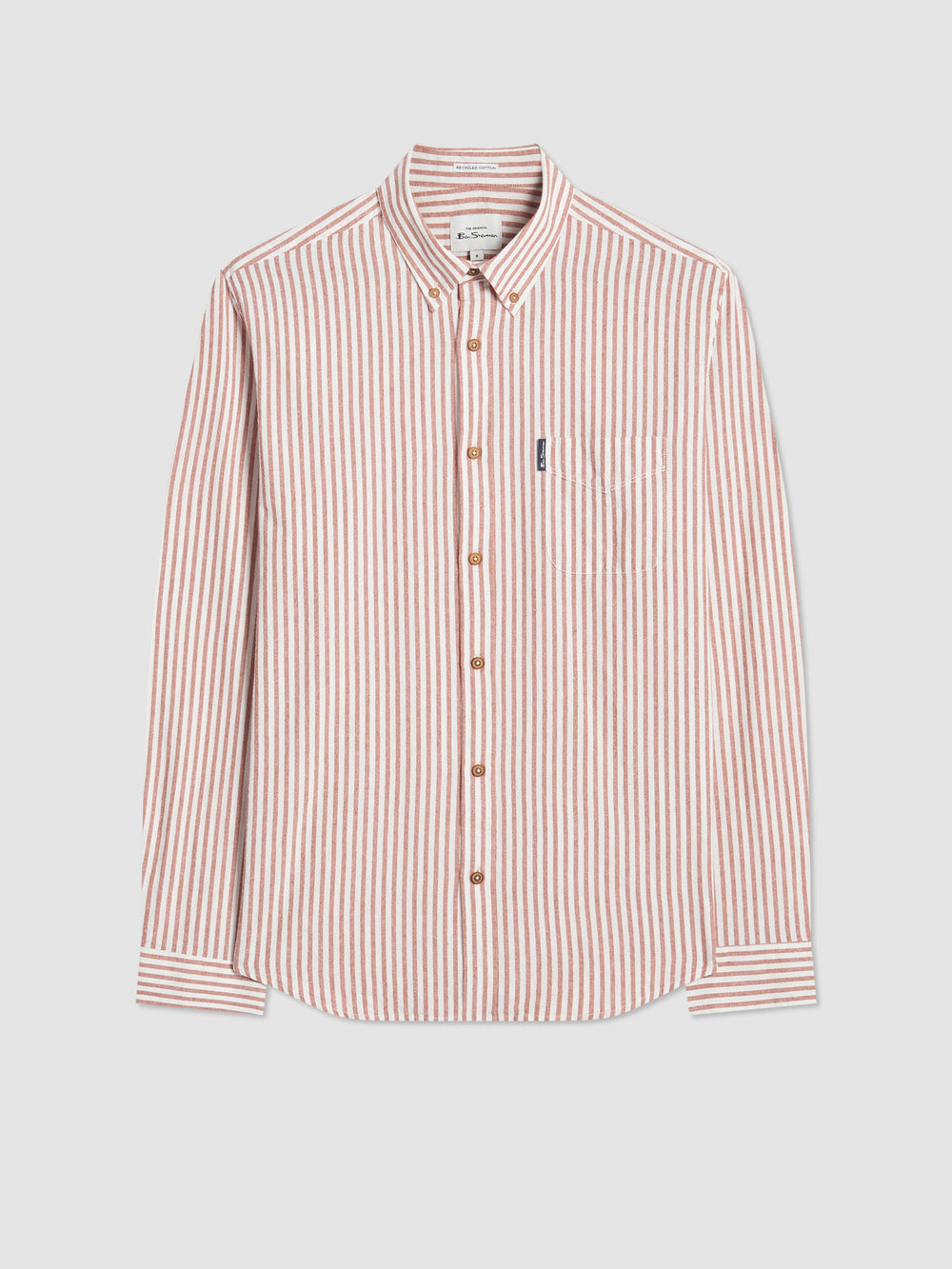 Orange Ben Sherman Recycled Cotton Oxford Stripe Shirts | 1479-PSHIE