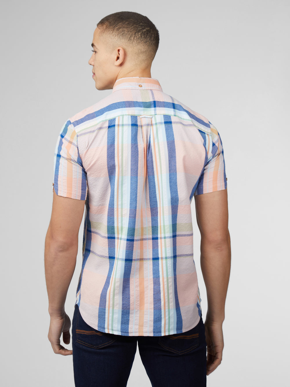 Pink Ben Sherman Signature Seersucker Check Shirts | 7908-WTGRB