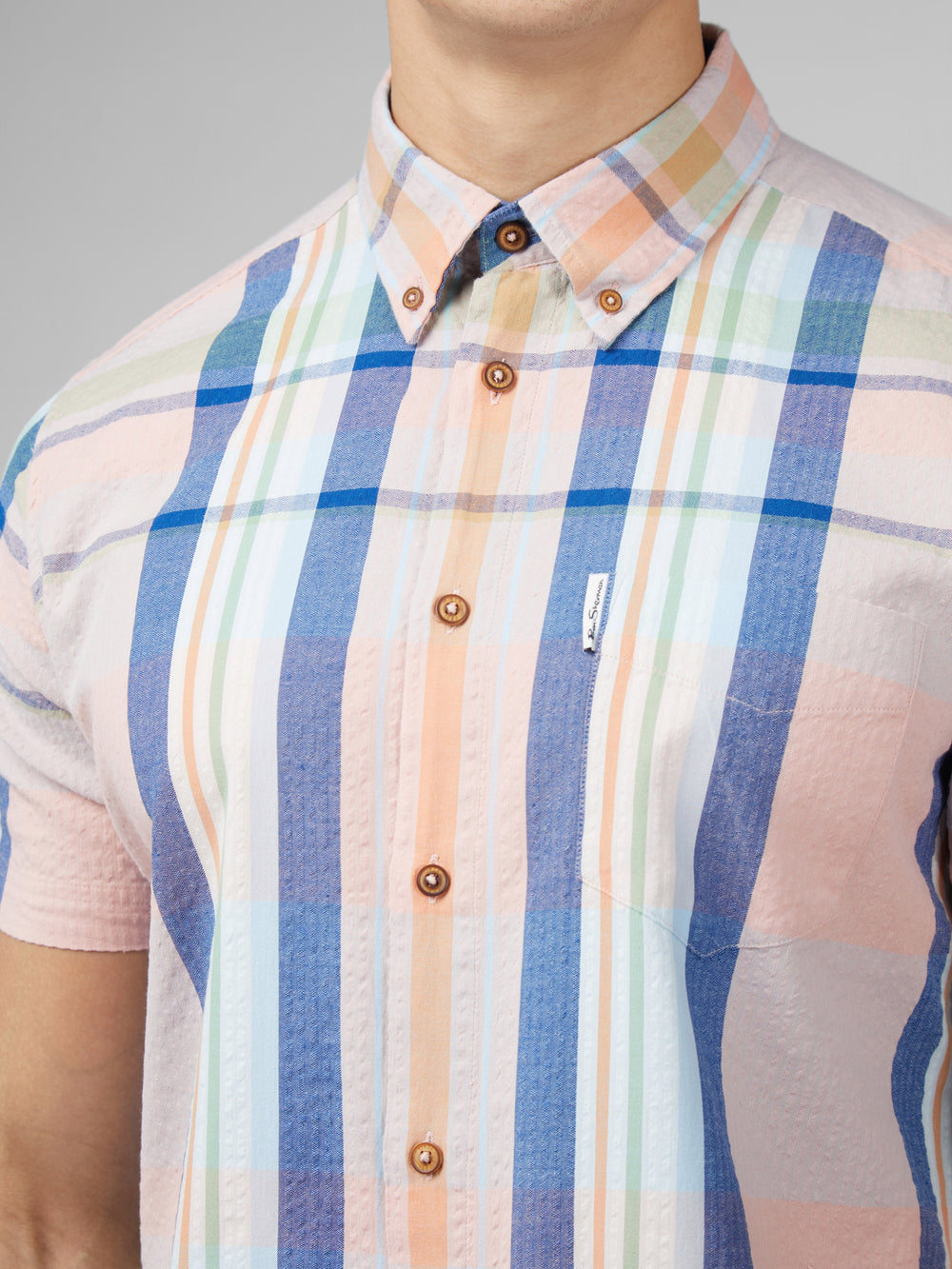 Pink Ben Sherman Signature Seersucker Check Shirts | 7908-WTGRB