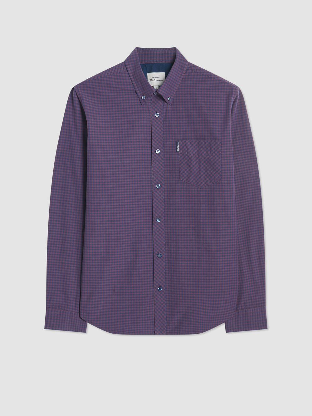 Purple Ben Sherman Signature Gingham Long-Sleeve Shirts | 1042-LHGJR