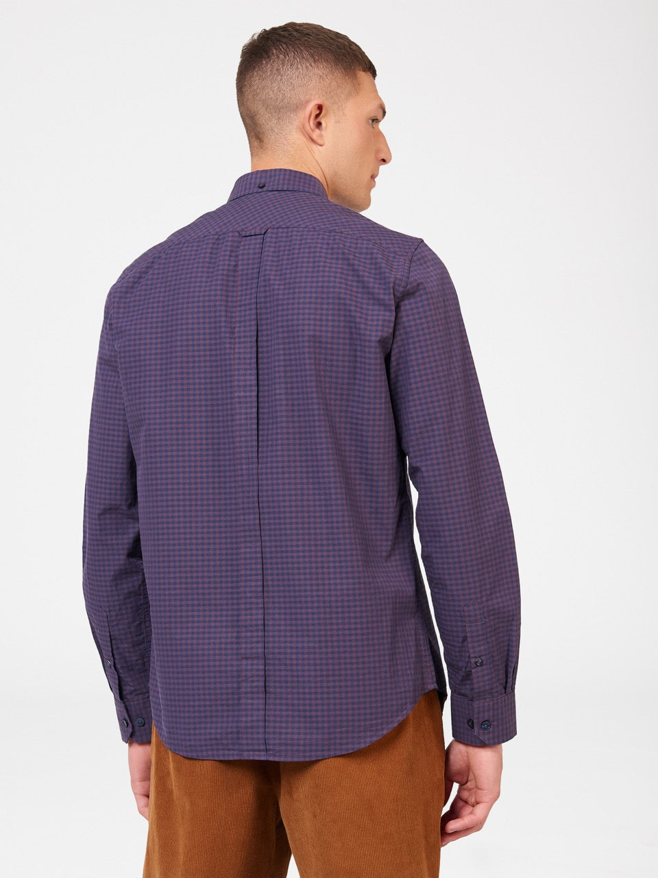 Purple Ben Sherman Signature Gingham Long-Sleeve Shirts | 1042-LHGJR