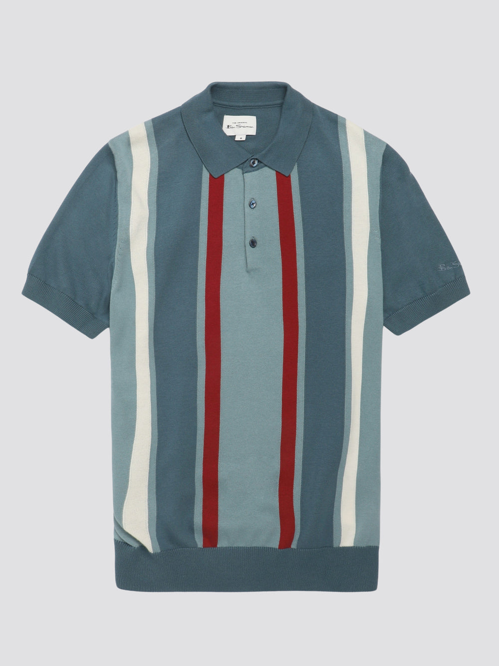 Turquoise Ben Sherman Signature Vertical Stripe Polo Knitwear | 5076-WFAMN