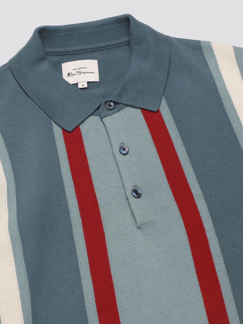 Turquoise Ben Sherman Signature Vertical Stripe Polo Knitwear | 5076-WFAMN