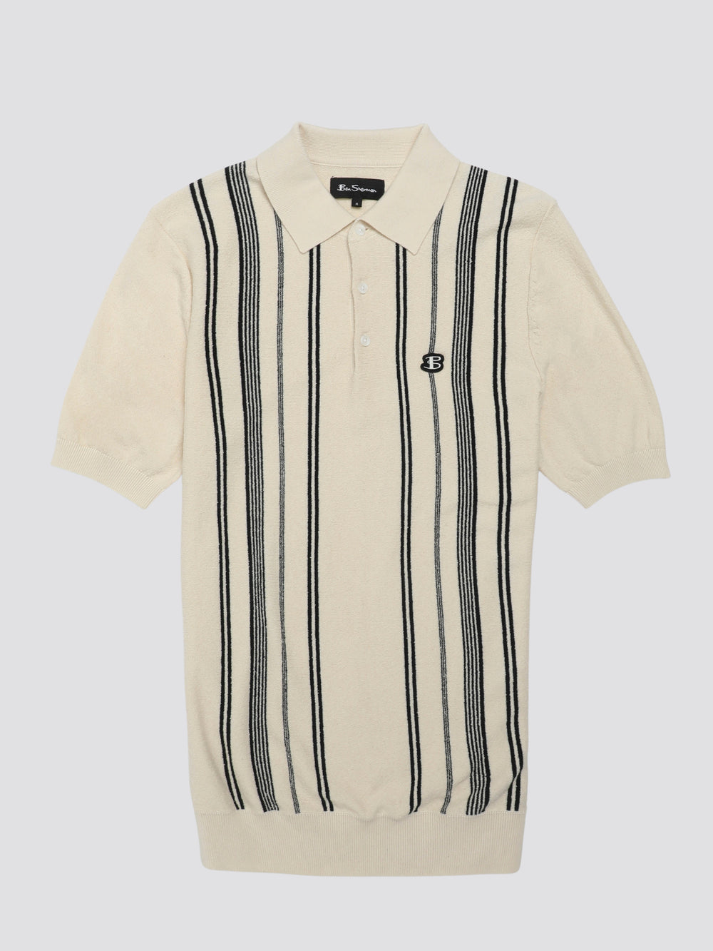 White Ben Sherman B by Ben Sherman Crinkle Cotton Stripe Polo Knitwear | 8102-QSDRC