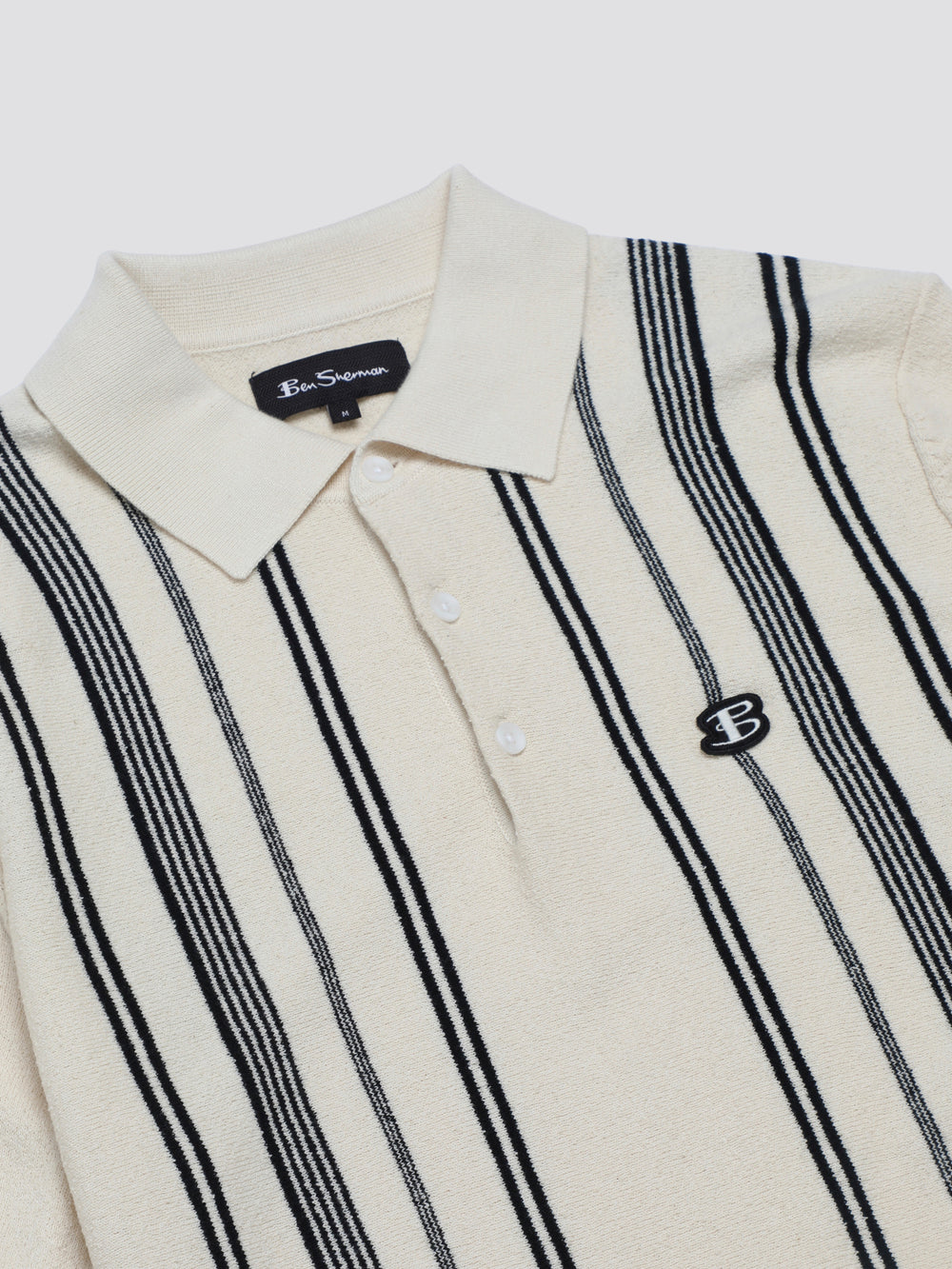 White Ben Sherman B by Ben Sherman Crinkle Cotton Stripe Polo Knitwear | 8102-QSDRC