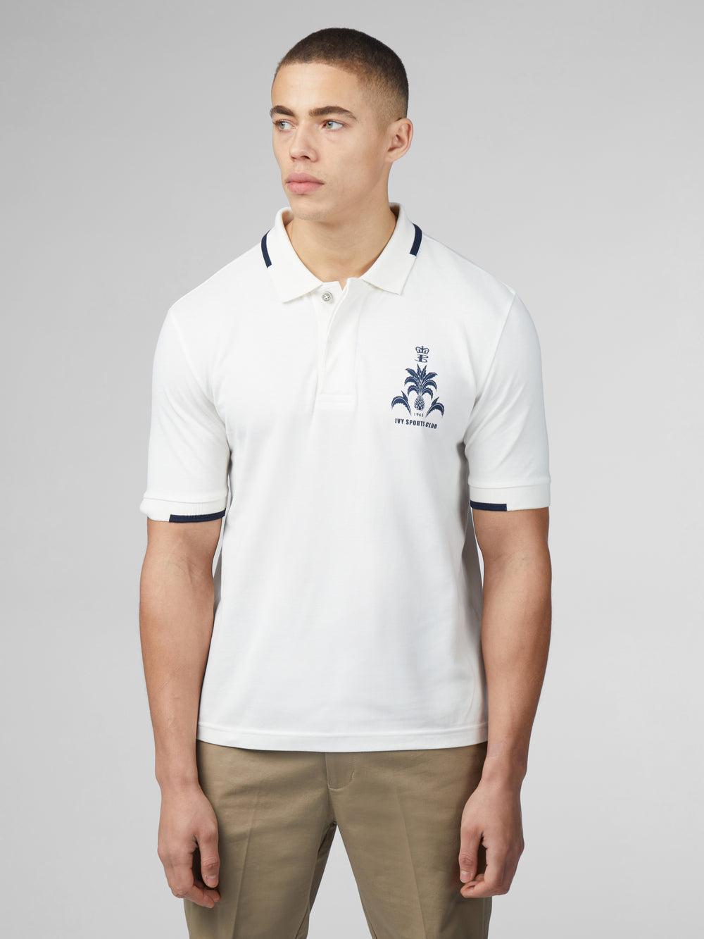 White Ben Sherman B by Ben Sherman Sports Club Embroidered Polo Shirts | 1059-VPDYE