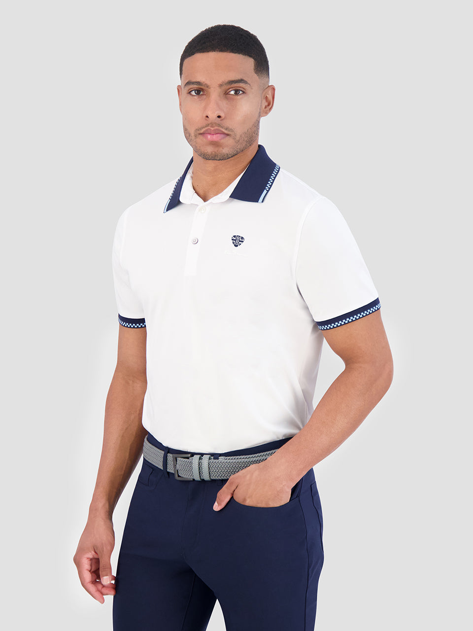 White Ben Sherman Checker Rib Air Pique Sports Fit Polo Shirts | 8097-OJMTW