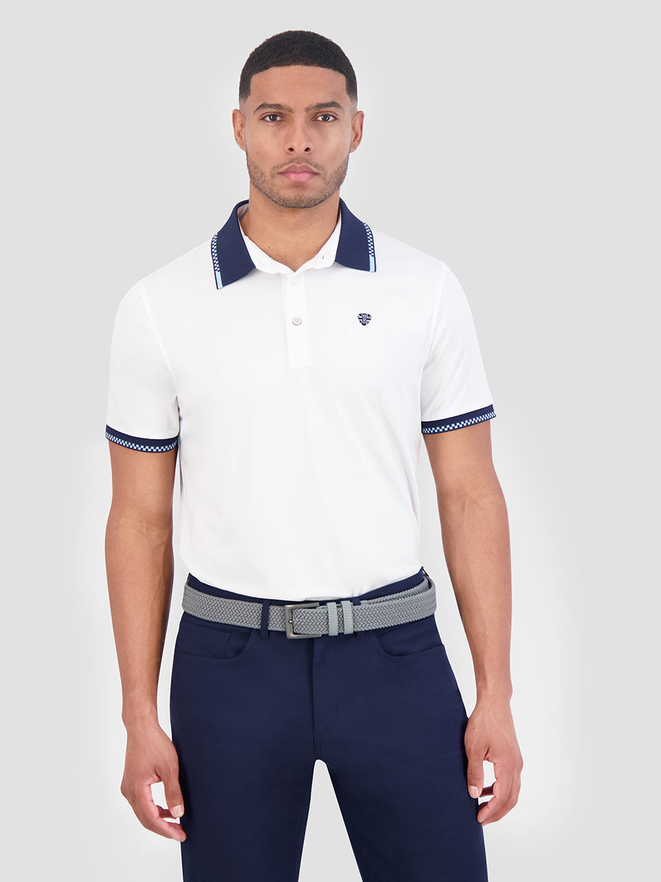 White Ben Sherman Checker Rib Air Pique Sports Fit Polo Shirts | 8097-OJMTW