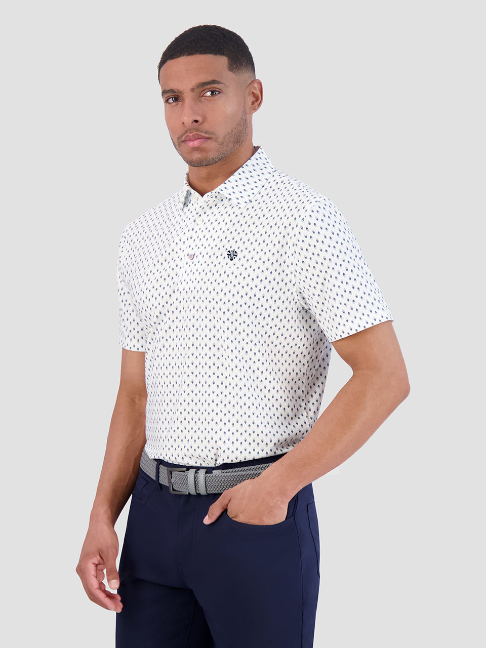 White Ben Sherman Chequerboard Geo Polo Shirts | 4612-KUIXJ